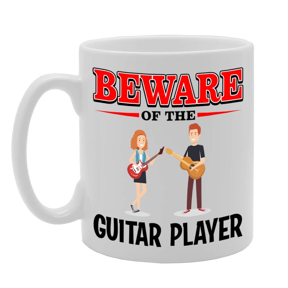 Beware Of The Guitar Player   Printed Tea Coffee Ceramic  Mg4883 - Funny Printed Coffee Mug - Great Gift Idea