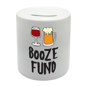 BS008 BooZe FUND Novelty Gift Printed Ceramic Piggy Bank Money Saving Box