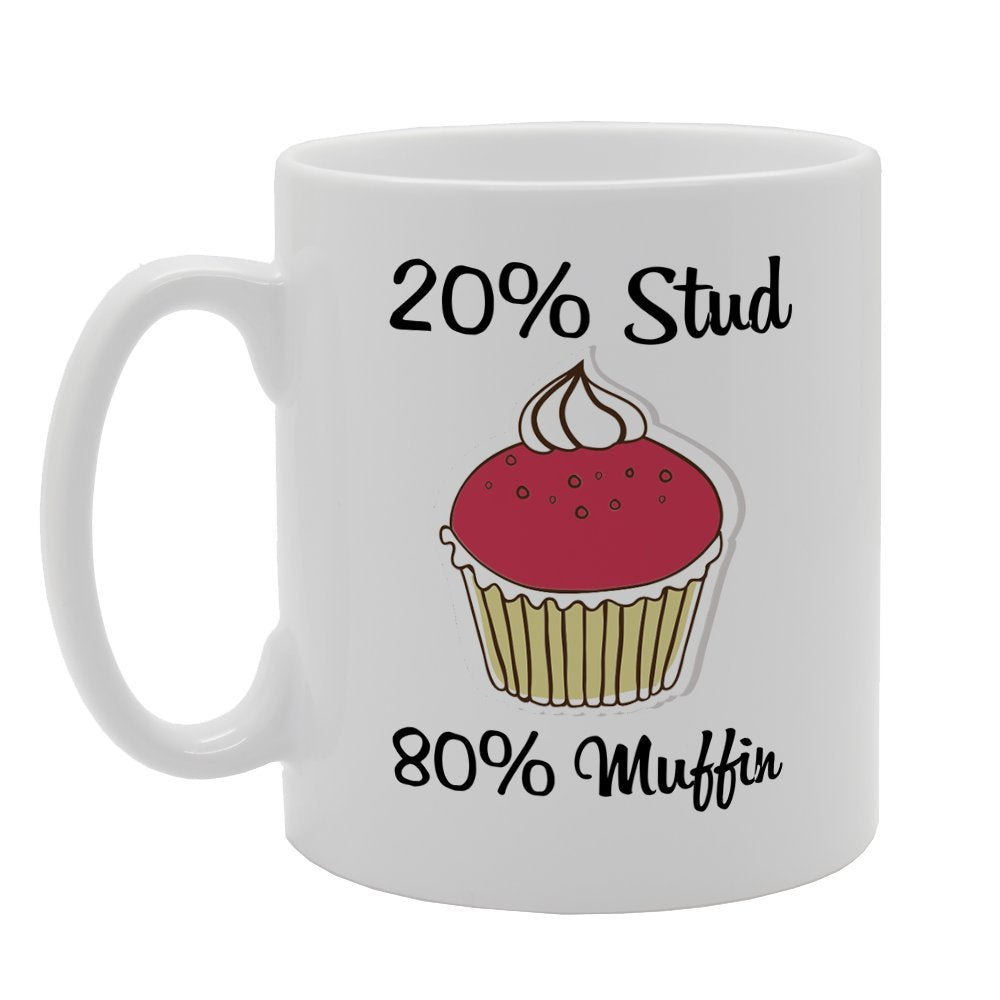 20% Stud 80% Muffin   Printed Tea Coffee Ceramic  Mg3200 - Funny Printed Coffee Mug - Great Gift Idea
