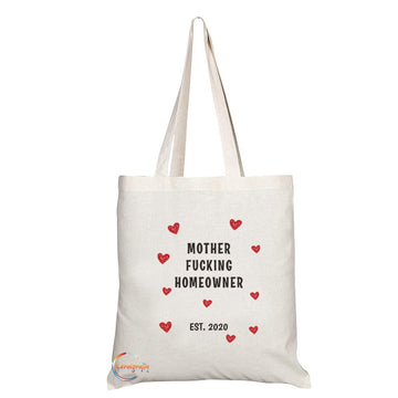 TB701 Mother F**king Homeowner Novelty Present Gift Printed Eco-Friendly Stylish Long Handled Tote Shoulder Bag