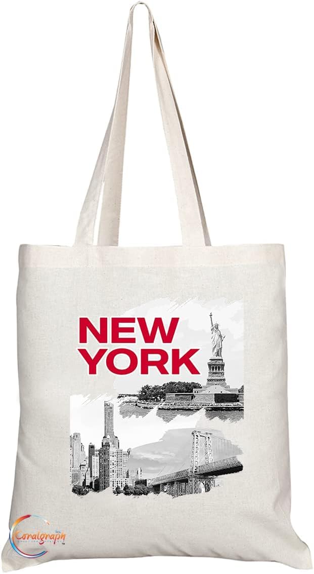 TB1511 New York Brooklyn Bridge Novelty Present Gift Printed Tourist Tote Shoulder Souvenir Gift Bag (Design 6)