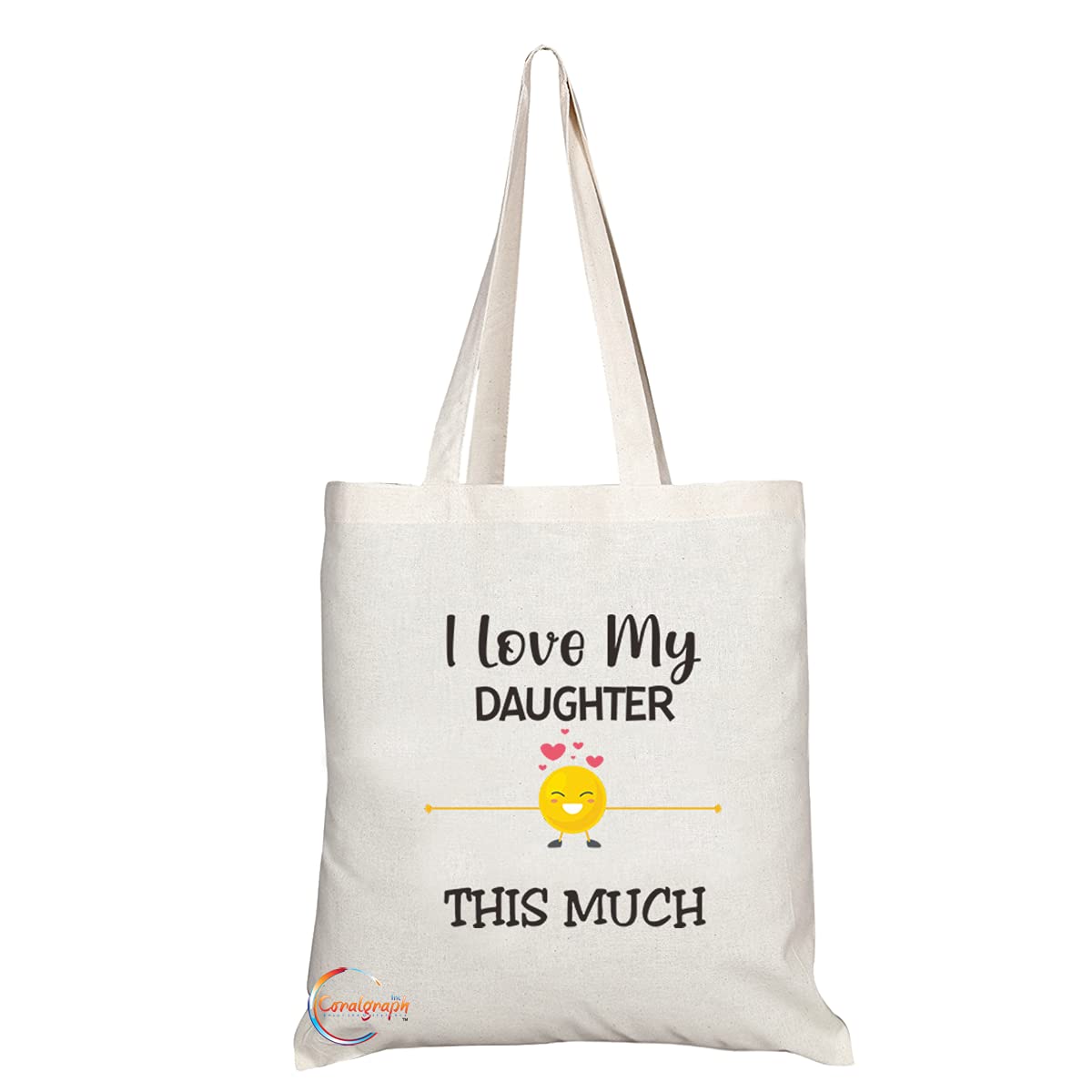 TB1190 Love My Daughter This Much Novelty Present Gift Printed Eco-Friendly Stylish Long Handled Tote Shoulder Bag