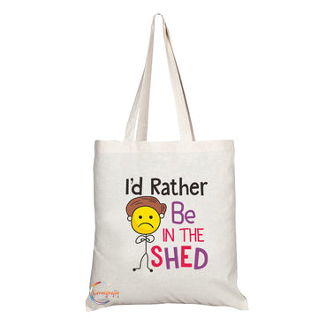 TB1277 Id Rather Be In The Shed Novelty Present Gift Printed Eco-Friendly Stylish Long Handled Tote Shoulder Bag
