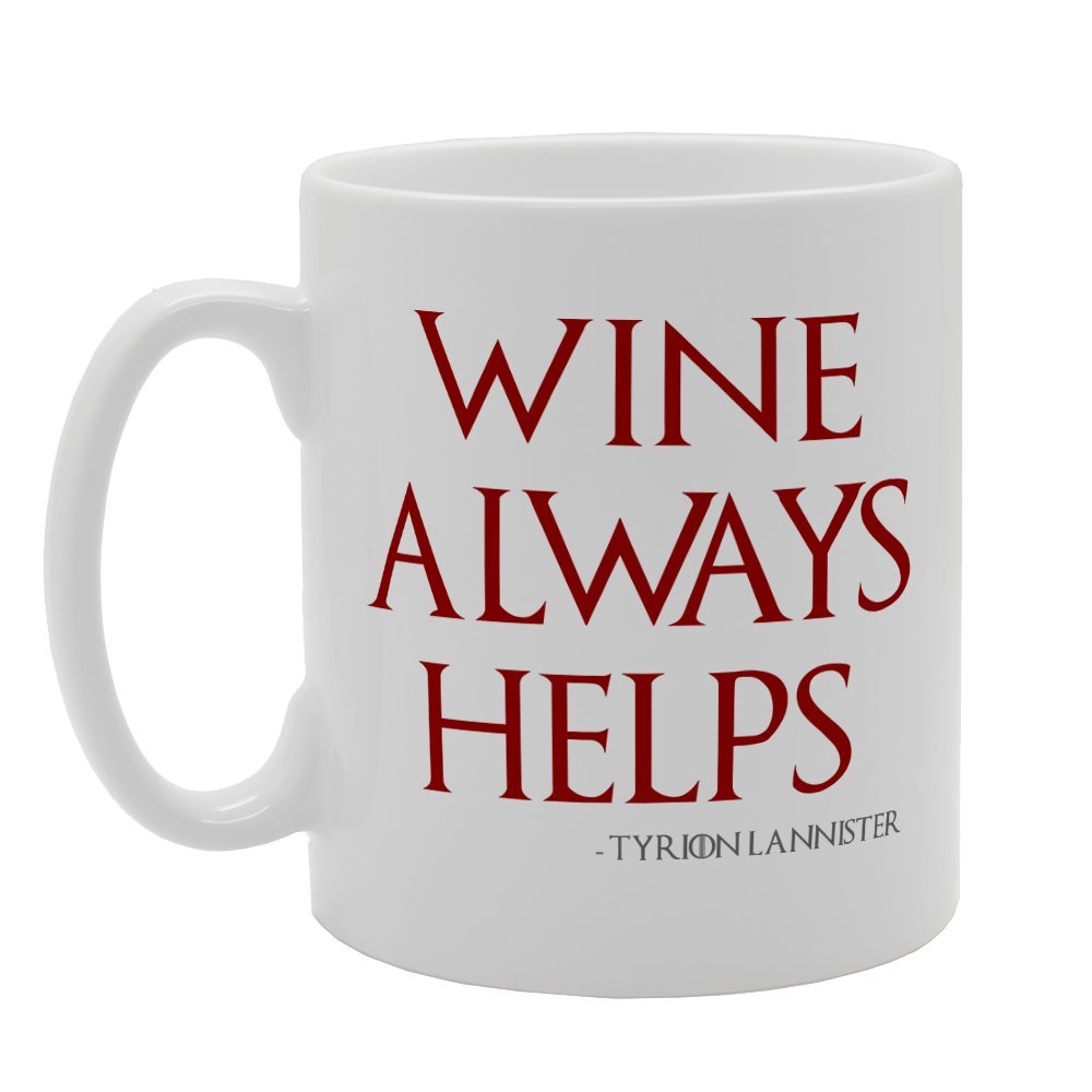 Wine Always Helps   Printed Tea Coffee Ceramic  Mg2012 - Funny Printed Coffee Mug - Great Gift Idea