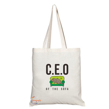 TB1436 CEO of the Sofa Novelty Present Gift Printed Eco-Friendly Stylish Long Handled Tote Shoulder Bag