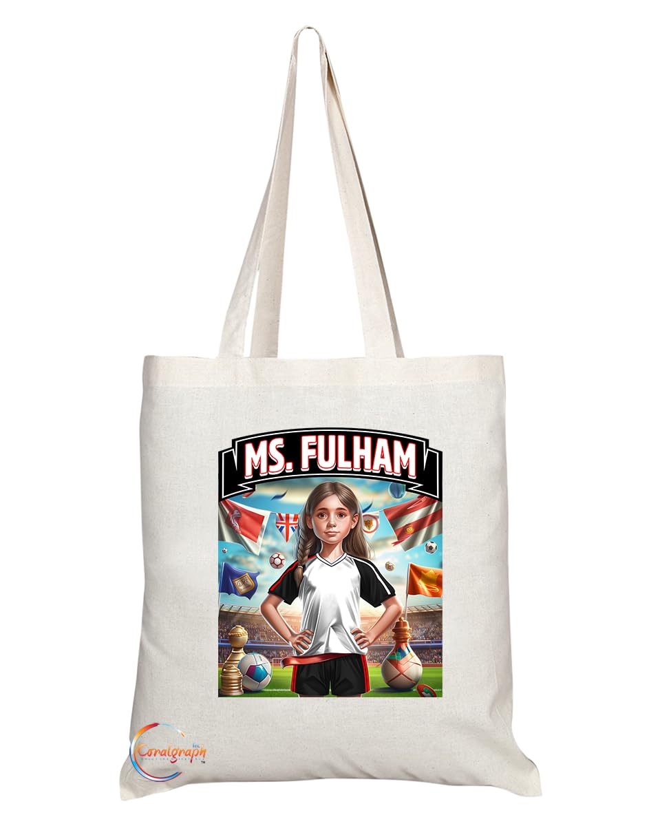 TB1612 Ms Fulham Footie Fan Lady Girl Tote Bag - Eco-Friendly, Stylish, Long Handled, Perfect Novelty Gift by