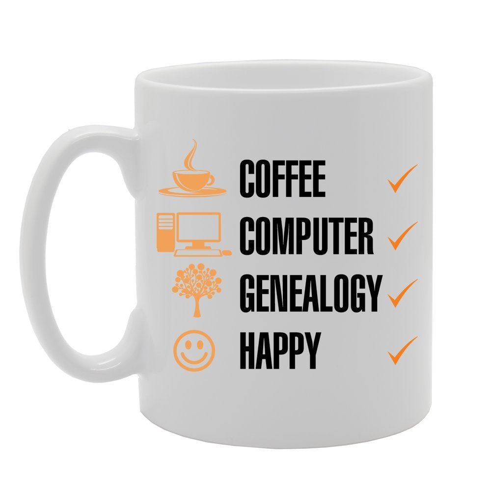 Coffee Computer Genealogy Happy   Printed Tea Coffee Ceramic  Mg2990 - Funny Printed Coffee Mug - Great Gift Idea