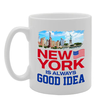 New York Themed  Selection - Various New York And Usa Landmarks   Ceramic Coffee & Tea Cup (11Oz, New York Good Idea Mg5633) - Funny Printed Coffee Mug - Great Gift Idea
