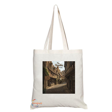 Natural Reusable Shopping Souvenir Tote Bag Featuring Cities and Landmarks in United Kingdom (The Shambles)