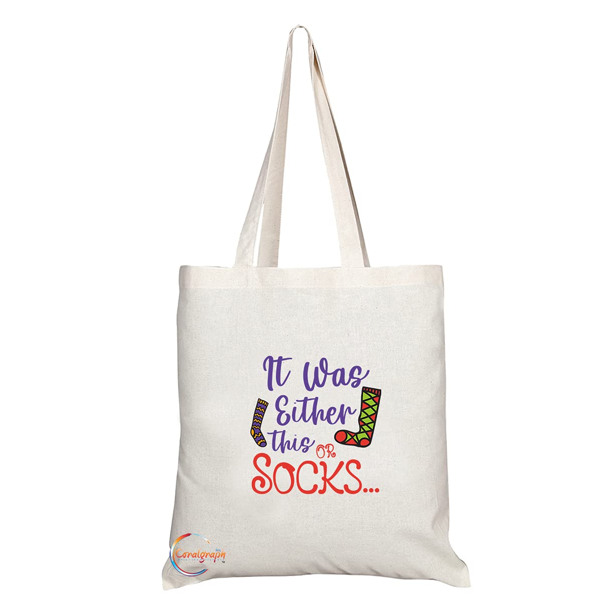 TB1462 It was either this or Socks Novelty Present Gift Printed Eco-Friendly Stylish Long Handled Tote Shoulder Bag