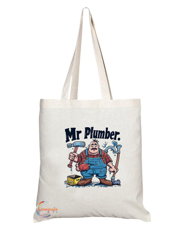 TB1986 Mr Plumber Tote Bag - Ideal for Plumbers, Pipefitters, and Plumbing Enthusiasts - Tote Bag with Fun Design