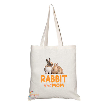 TB609 Pet MOM RABBIT Novelty Present Gift Printed Eco-Friendly Stylish Long Handled Tote Shoulder Bag