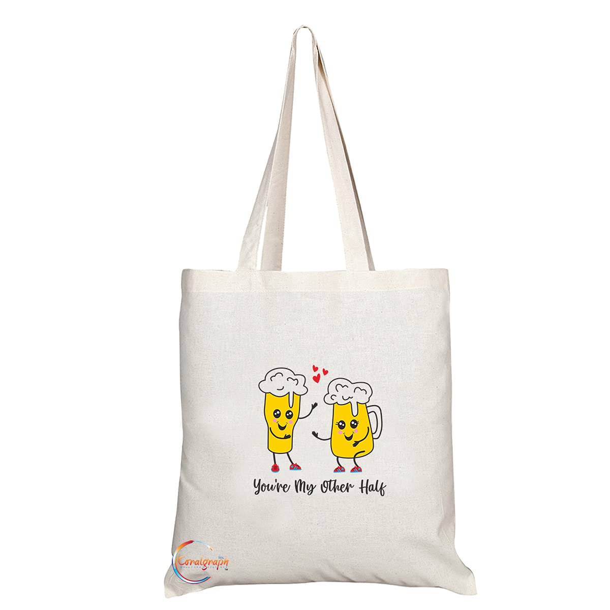 TB1433 You're My Other Half Novelty Present Gift Printed Eco-Friendly Stylish Long Handled Tote Shoulder Bag