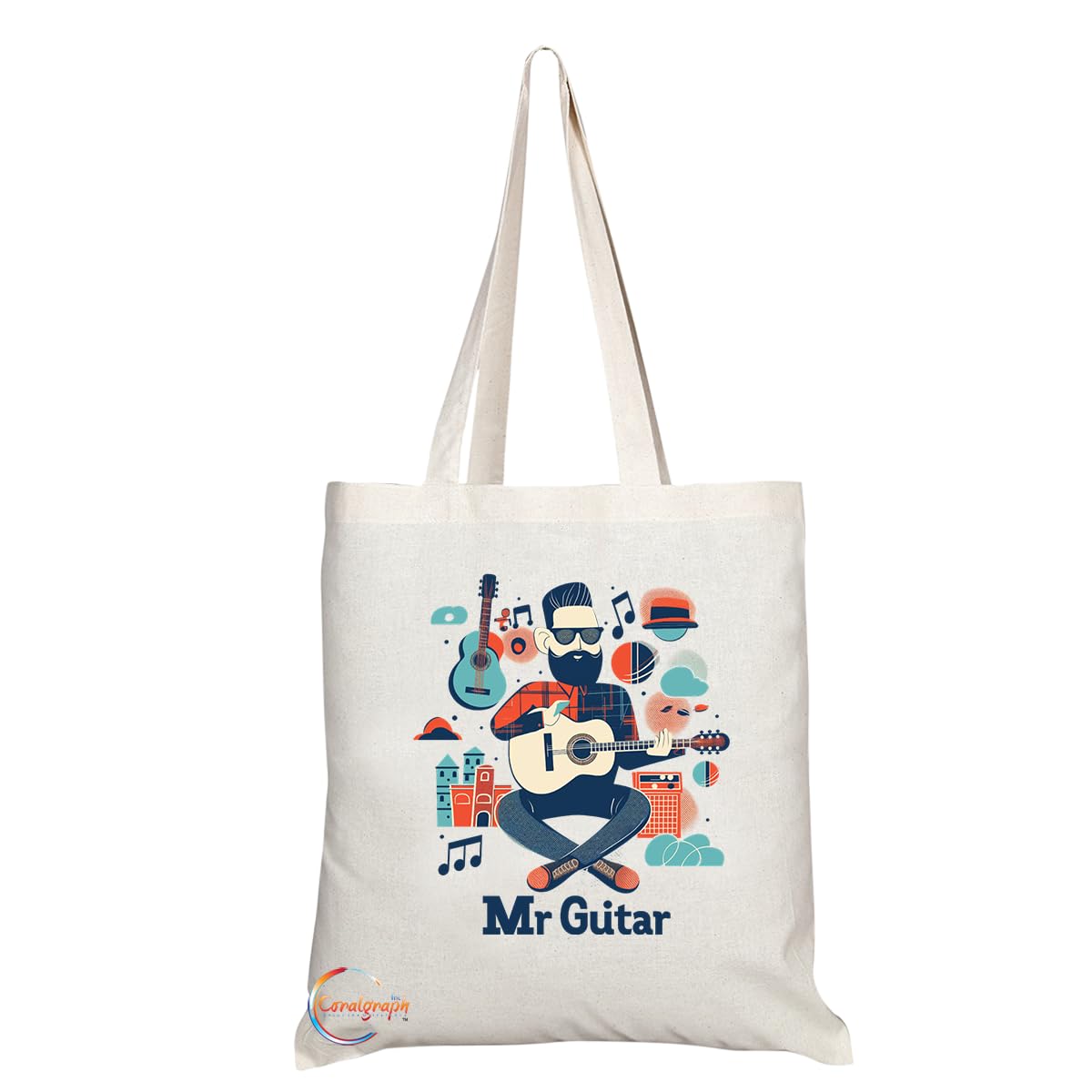 TB1702 Mr Guitar Player Tote Bag - Ideal for Guitarists, Music Lovers, Musicians, Band Members - Sustainable, Stylish, Long Handled, Durable and Reusable