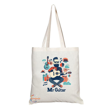 TB1702 Mr Guitar Player Tote Bag - Ideal for Guitarists, Music Lovers, Musicians, Band Members - Sustainable, Stylish, Long Handled, Durable and Reusable