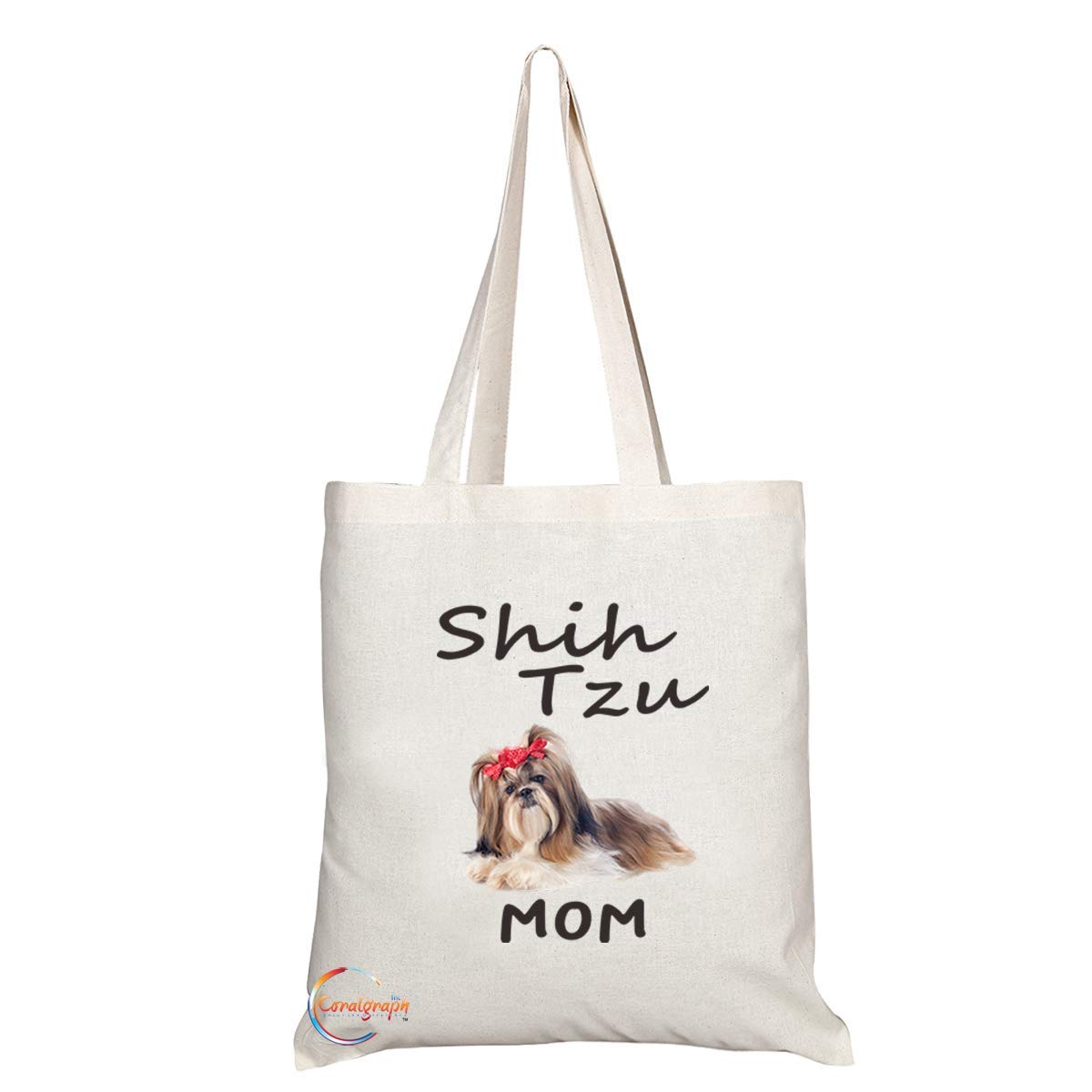 TB580 Shih Tzu MOM Novelty Present Gift Printed Eco-Friendly Stylish Long Handled Tote Shoulder Bag