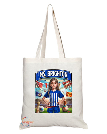 TB1608 Ms Brighton Footie Fan Lady Girl Tote Bag - Eco-Friendly, Stylish, Long Handled, Perfect Novelty Gift by