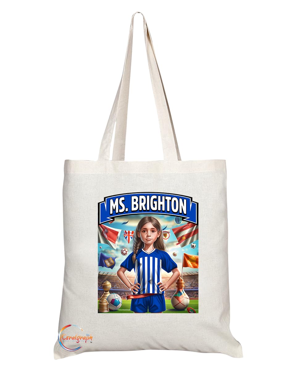TB1608 Ms Brighton Footie Fan Lady Girl Tote Bag - Eco-Friendly, Stylish, Long Handled, Perfect Novelty Gift by