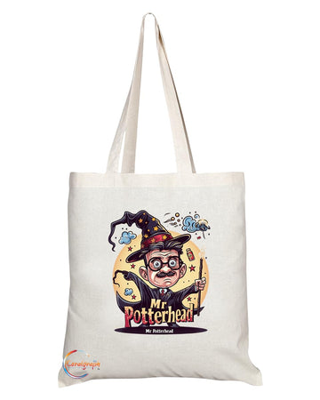 TB1806 Mr PotterHead Tote Bag - Gift for Wizarding World Fans, Book Lovers - Durable, Stylish, Eco-Friendly, Reusable, Spacious, and Lightweight
