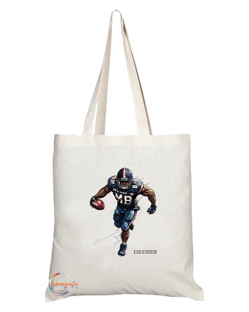 TB2139 - Natural Reusable Shopping Souvenir Tote Bag Featuring Mr American Football Design