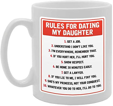Rules For Dating   Printed Tea Coffee Ceramic  Mg2243 - Funny Printed Coffee Mug - Great Gift Idea