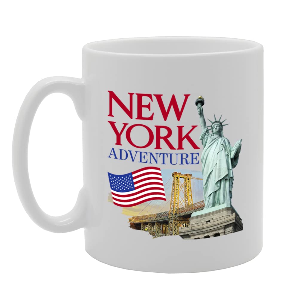 New York Themed  Selection - I Love New York   Ceramic Coffee & Tea Cup (11Oz, New York Statue Of Liberty Mg5630) - Funny Printed Coffee Mug - Great Gift Idea