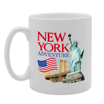 New York Themed  Selection - I Love New York   Ceramic Coffee & Tea Cup (11Oz, New York Statue Of Liberty Mg5630) - Funny Printed Coffee Mug - Great Gift Idea