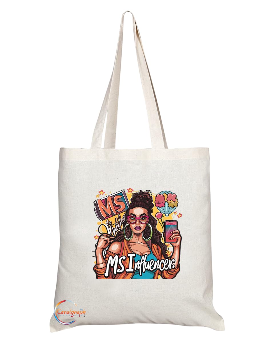 TB1980 Ms Influencer Tote Bag - Ideal for Social Media Stars, Content Creators, and Trendsetters - Tote Bag with Trendy Design
