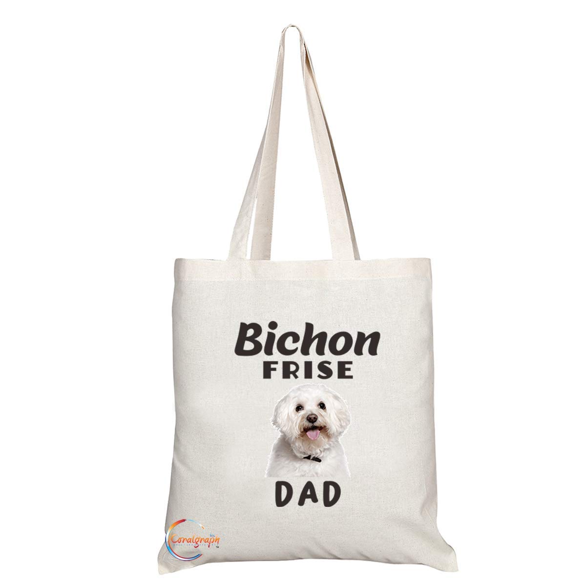 TB571 Bichon FRISE DAD Novelty Present Gift Printed Eco-Friendly Stylish Long Handled Tote Shoulder Bag