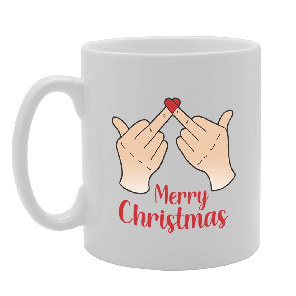 Merry Christmas Middle Finger   Printed Tea Coffee Ceramic  Mg5714 - Funny Printed Coffee Mug - Great Gift Idea