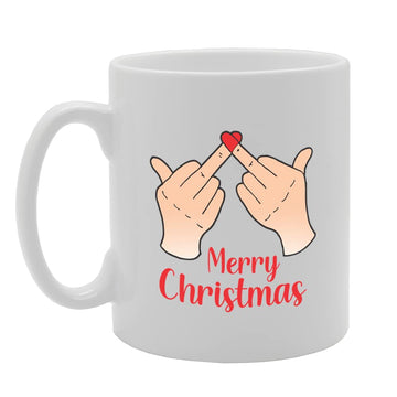 Merry Christmas Middle Finger   Printed Tea Coffee Ceramic  Mg5714 - Funny Printed Coffee Mug - Great Gift Idea