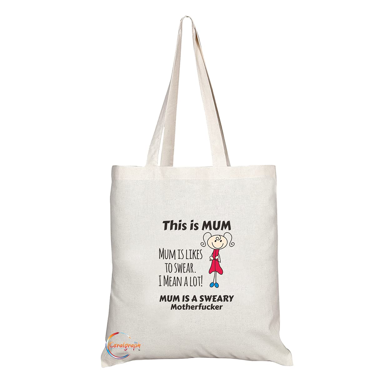 TB1359 Mum Likes to Swear a Lot Tea Novelty Present Gift Printed Eco-Friendly Stylish Long Handled Tote Shoulder Bag