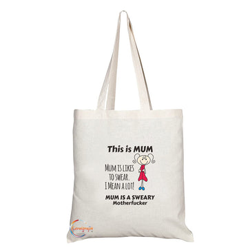 TB1359 Mum Likes to Swear a Lot Tea Novelty Present Gift Printed Eco-Friendly Stylish Long Handled Tote Shoulder Bag