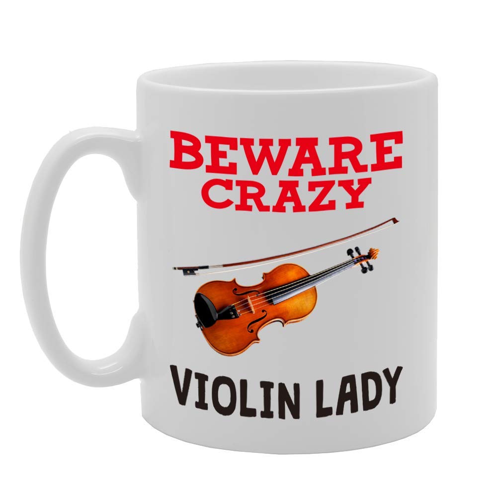 Beware Crazy Violin Lady   Printed Tea Coffee Ceramic  Mg4385 - Funny Printed Coffee Mug - Great Gift Idea