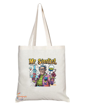 TB1954 Mr Scientist Souvenir Tote Bag - Depicting a Dedicated Scientist in a Lab Setting - Memory Keepsake for Science and Research Enthusiasts - Mr Scientist Memorabilia