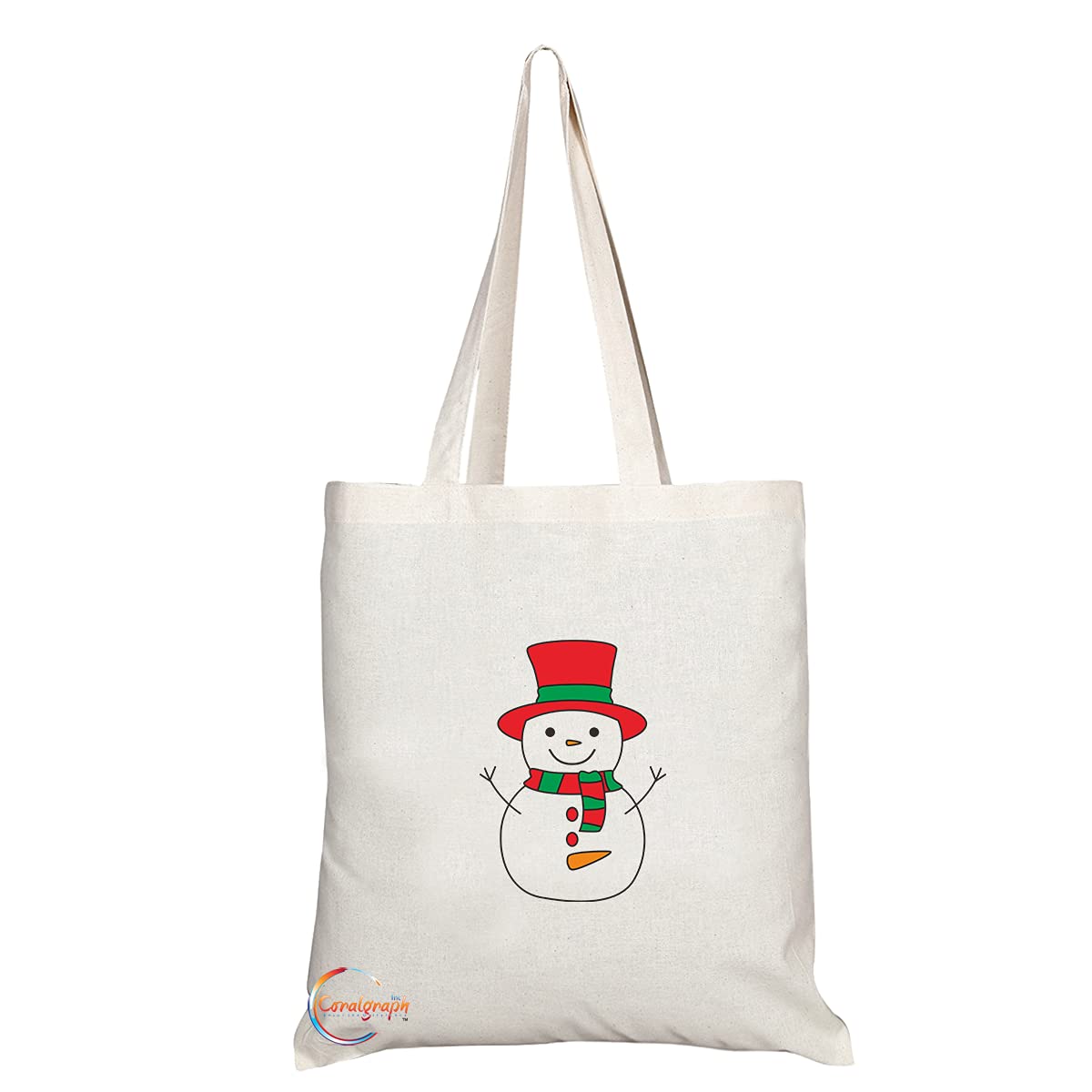 TB1426 Snowman Novelty Present Gift Printed Eco-Friendly Stylish Long Handled Tote Shoulder Bag