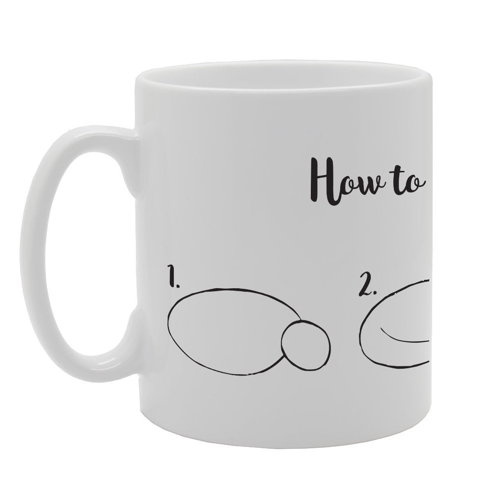 How To Draw A Cat? Funny Illustration   Printed Tea Coffee Ceramic  Mg2136 - Funny Printed Coffee Mug - Great Gift Idea