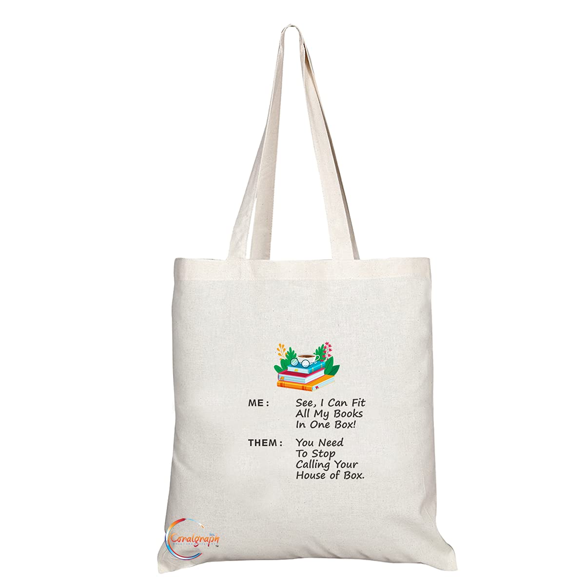 TB1487 See I an fit all my Books in one box You need to stop calling your House of Box Novelty Present Gift Printed Eco-Friendly Stylish Long Handled Tote Shoulder Bag