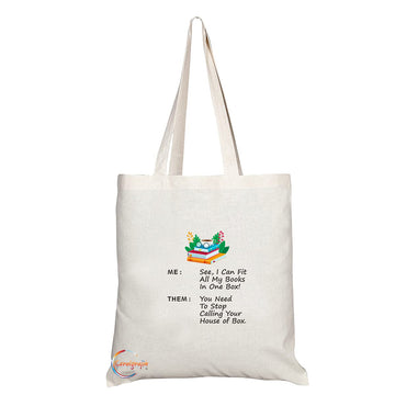 TB1487 See I an fit all my Books in one box You need to stop calling your House of Box Novelty Present Gift Printed Eco-Friendly Stylish Long Handled Tote Shoulder Bag