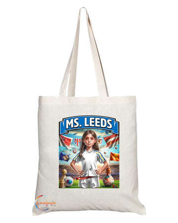 TB1622 Ms Leeds Footie Fan Lady Girl Tote Bag - Eco-Friendly, Stylish, Long Handled, Perfect Novelty Gift by