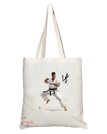 Natural Reusable Shopping Souvenir Tote Bag Featuring Popular Sports Designs from Around the World (Karate)