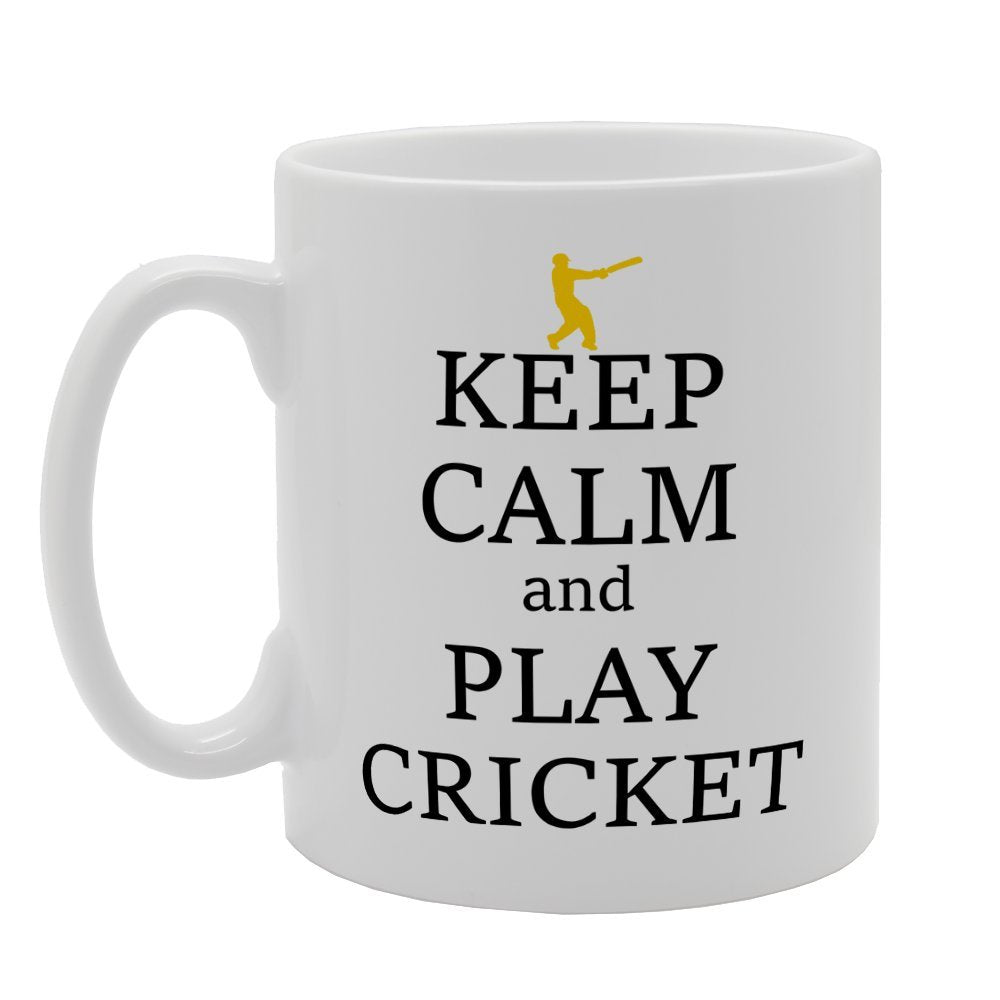 Keep Calm And Play Cricket   Printed Tea Coffee Ceramic  Mg1921 - Funny Printed Coffee Mug - Great Gift Idea