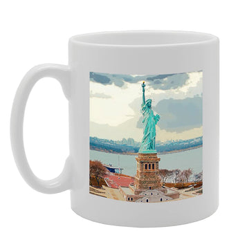 New York Themed  Selection - Various New York And Usa Landmarks   Ceramic Coffee & Tea Cup (11Oz, Statue Of Liberty Mg5631) - Funny Printed Coffee Mug - Great Gift Idea