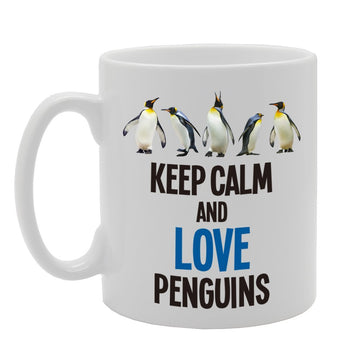 Keep Calm And Love Penguins   Printed Tea Coffee Ceramic  Mg4310 - Funny Printed Coffee Mug - Great Gift Idea