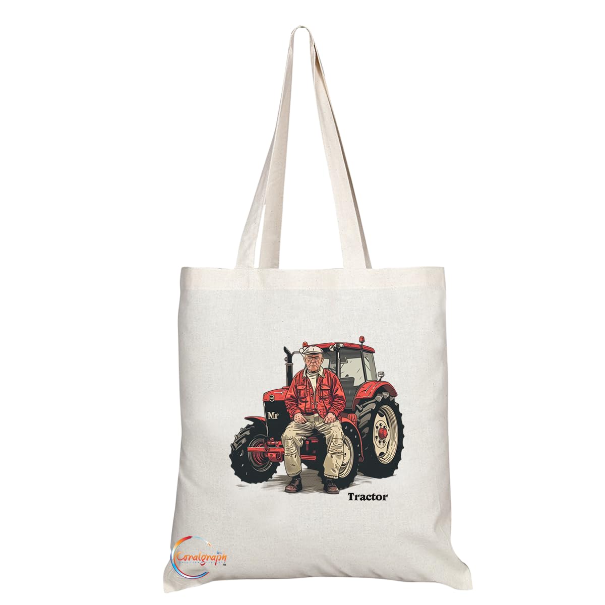 TB1719 Mr Tractor Tote Bag - Great for Tractor Drivers, Farmers, Agricultural Workers - Sustainable, Stylish, Long Handled, Durable and Reusable