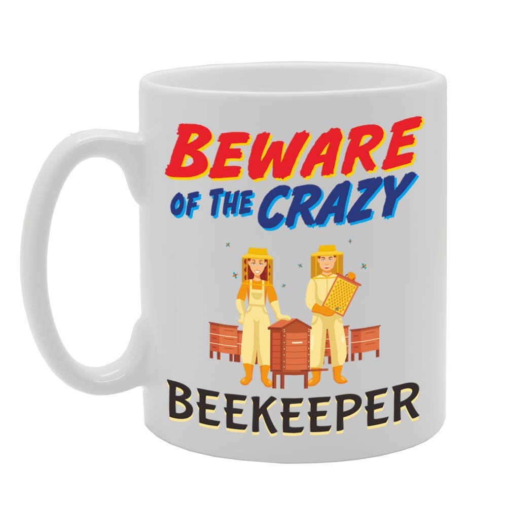 Beware Of The Crazy Beekeeper   Printed Tea Coffee Ceramic  Mg5047 - Funny Printed Coffee Mug - Great Gift Idea