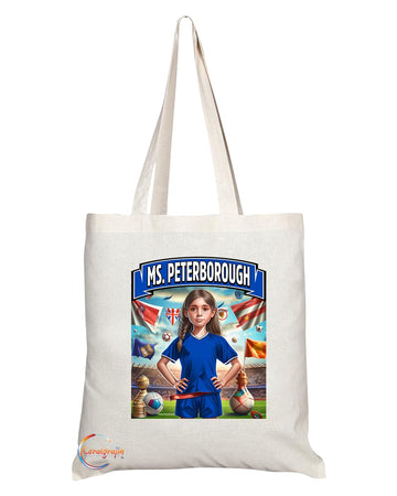 TB1648 Ms Peterborough Footie Fan Lady Girl Tote Bag - Eco-Friendly, Stylish, Long Handled, Perfect Novelty Gift by