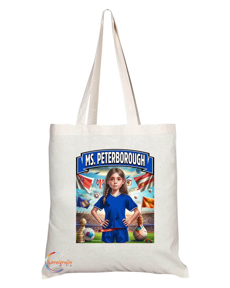 TB1648 Ms Peterborough Footie Fan Lady Girl Tote Bag - Eco-Friendly, Stylish, Long Handled, Perfect Novelty Gift by