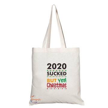 TB1447 2020 Sucked but Yey! Christmas Novelty Present Gift Printed Eco-Friendly Stylish Long Handled Tote Shoulder Bag