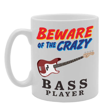 Beware Of The Crazy Bass Player   Printed Tea Coffee Ceramic  Mg5010 - Funny Printed Coffee Mug - Great Gift Idea